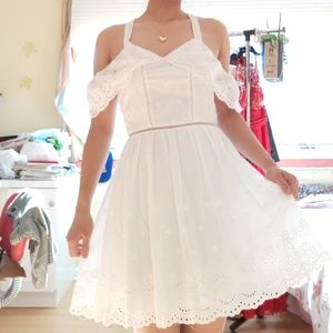 Francesca's White Lace Dress with Lace Sleeves